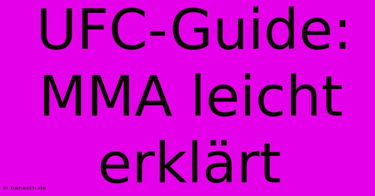 UFC-Guide: MMA Leicht Erklärt