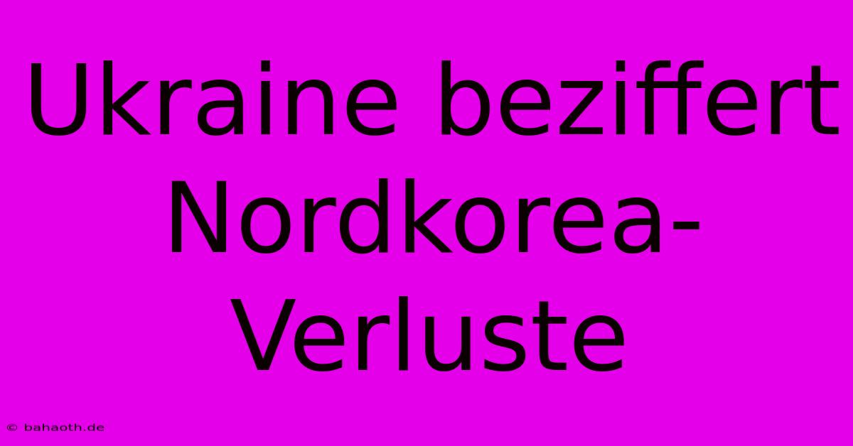 Ukraine Beziffert Nordkorea-Verluste