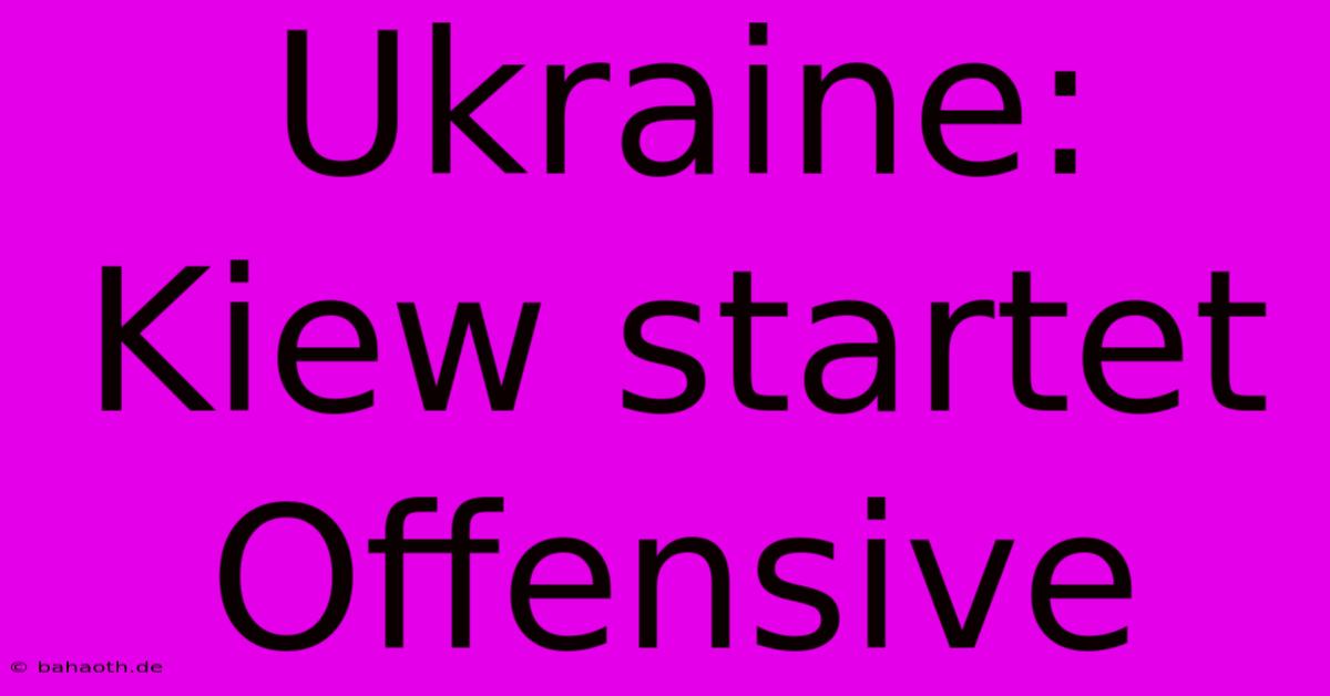 Ukraine: Kiew Startet Offensive