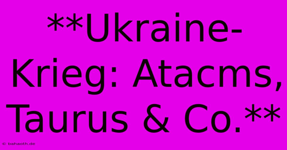 **Ukraine-Krieg: Atacms, Taurus & Co.**