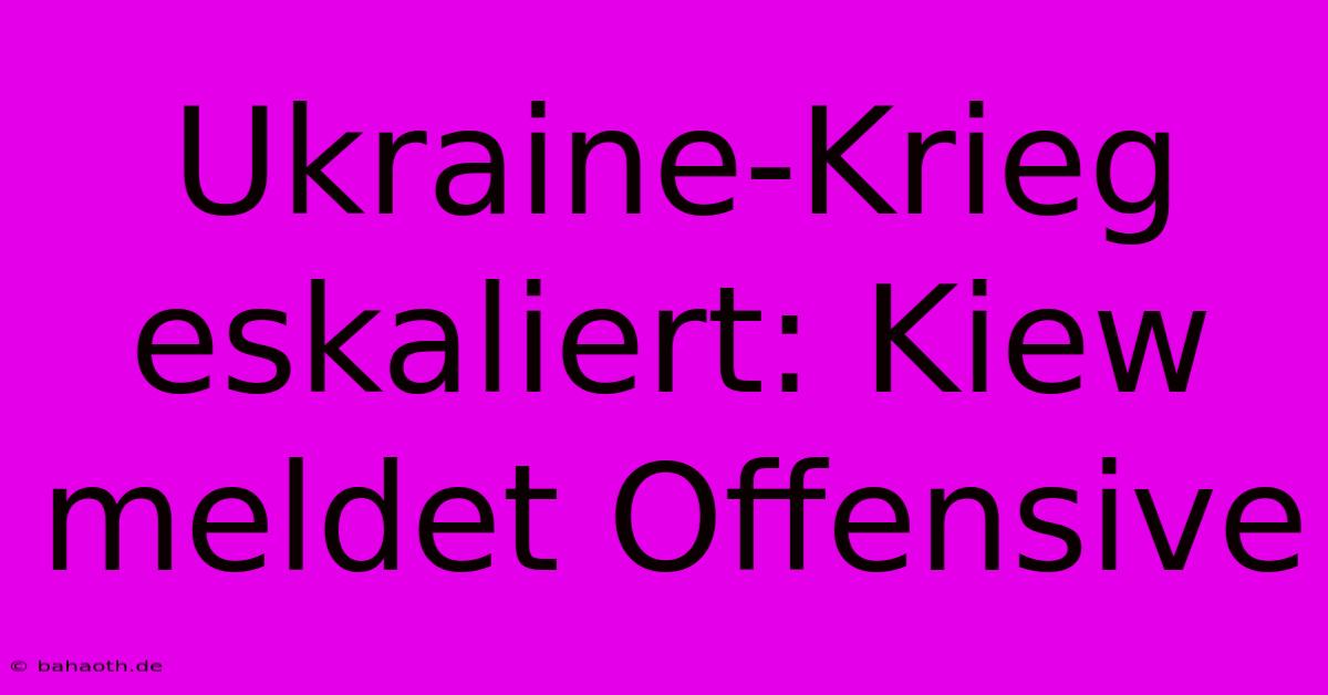 Ukraine-Krieg Eskaliert: Kiew Meldet Offensive