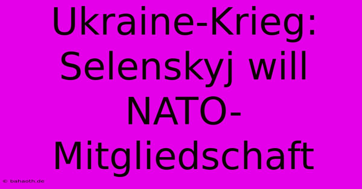 Ukraine-Krieg: Selenskyj Will NATO-Mitgliedschaft