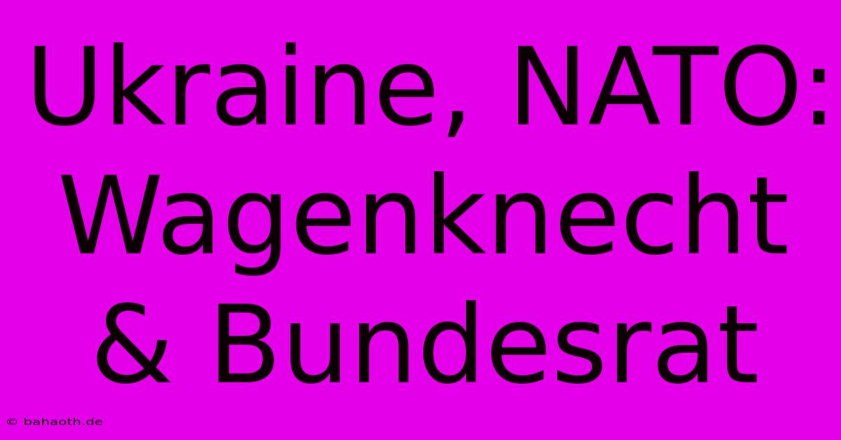 Ukraine, NATO: Wagenknecht & Bundesrat