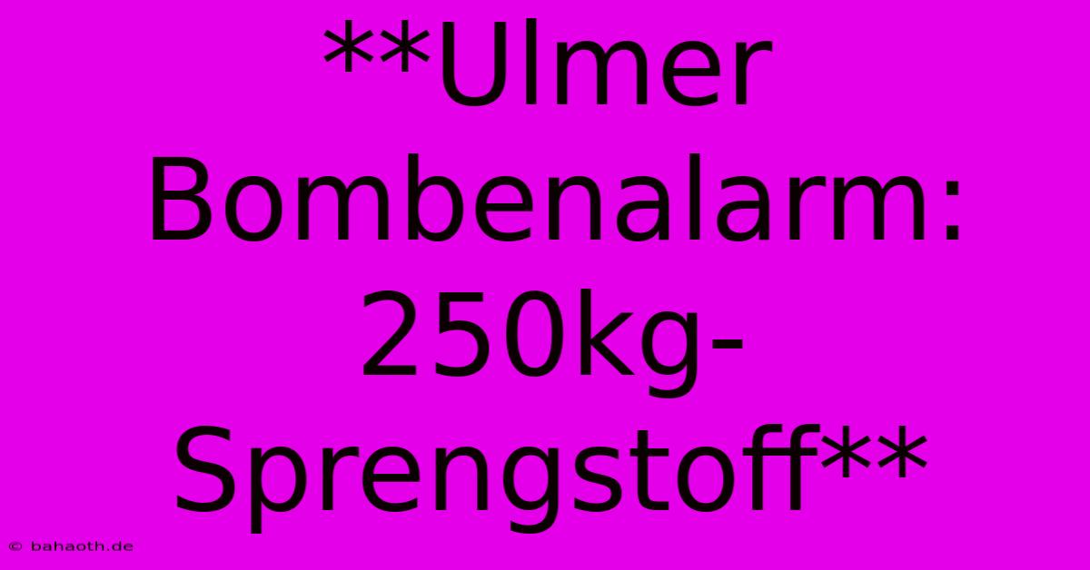 **Ulmer Bombenalarm: 250kg-Sprengstoff**