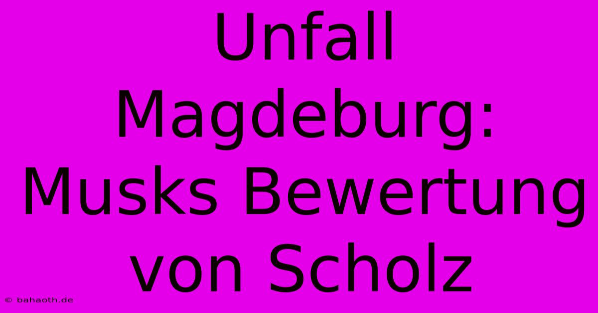 Unfall Magdeburg: Musks Bewertung Von Scholz