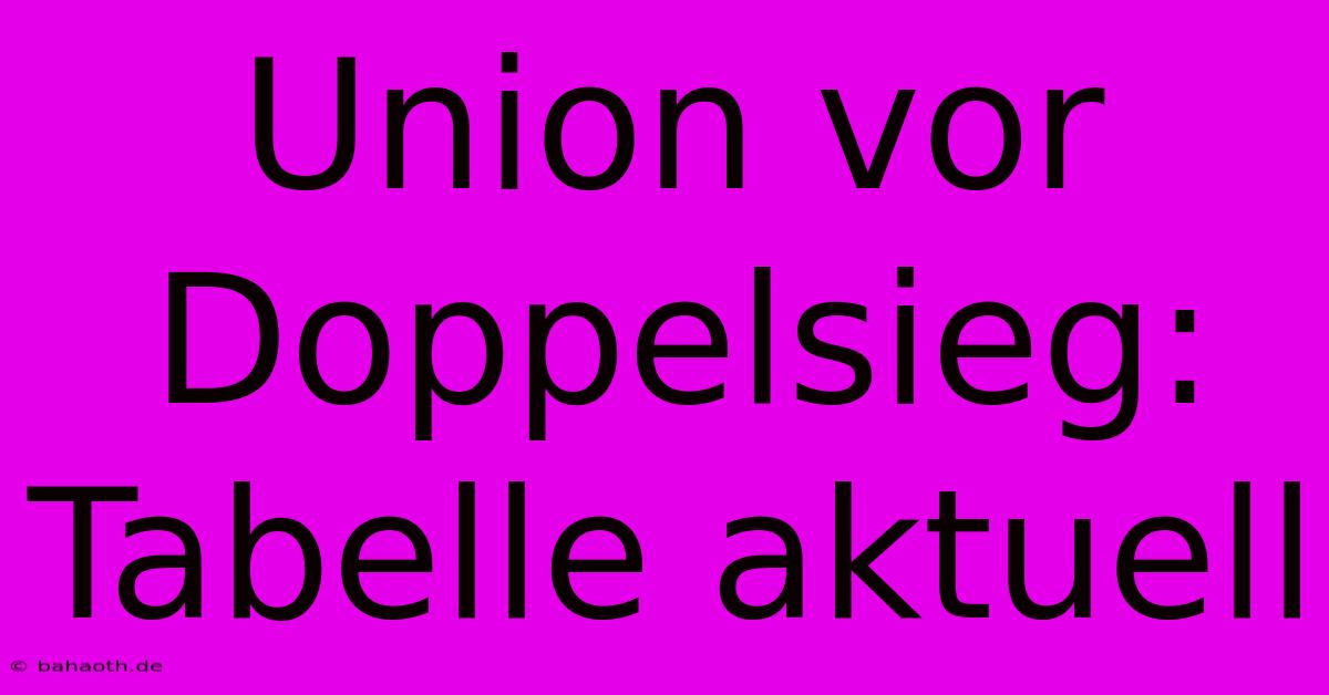 Union Vor Doppelsieg: Tabelle Aktuell