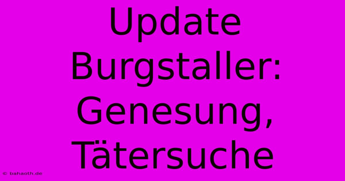 Update Burgstaller: Genesung, Tätersuche