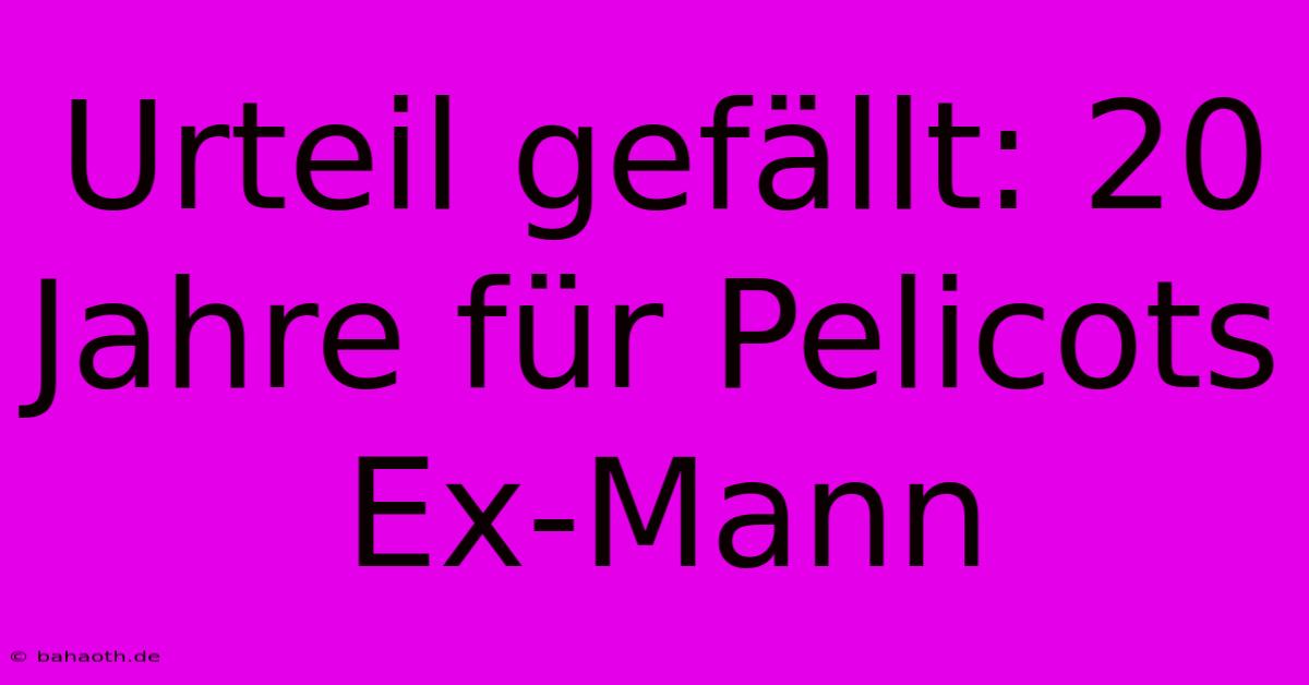 Urteil Gefällt: 20 Jahre Für Pelicots Ex-Mann