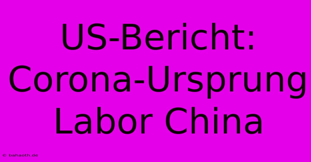 US-Bericht: Corona-Ursprung Labor China