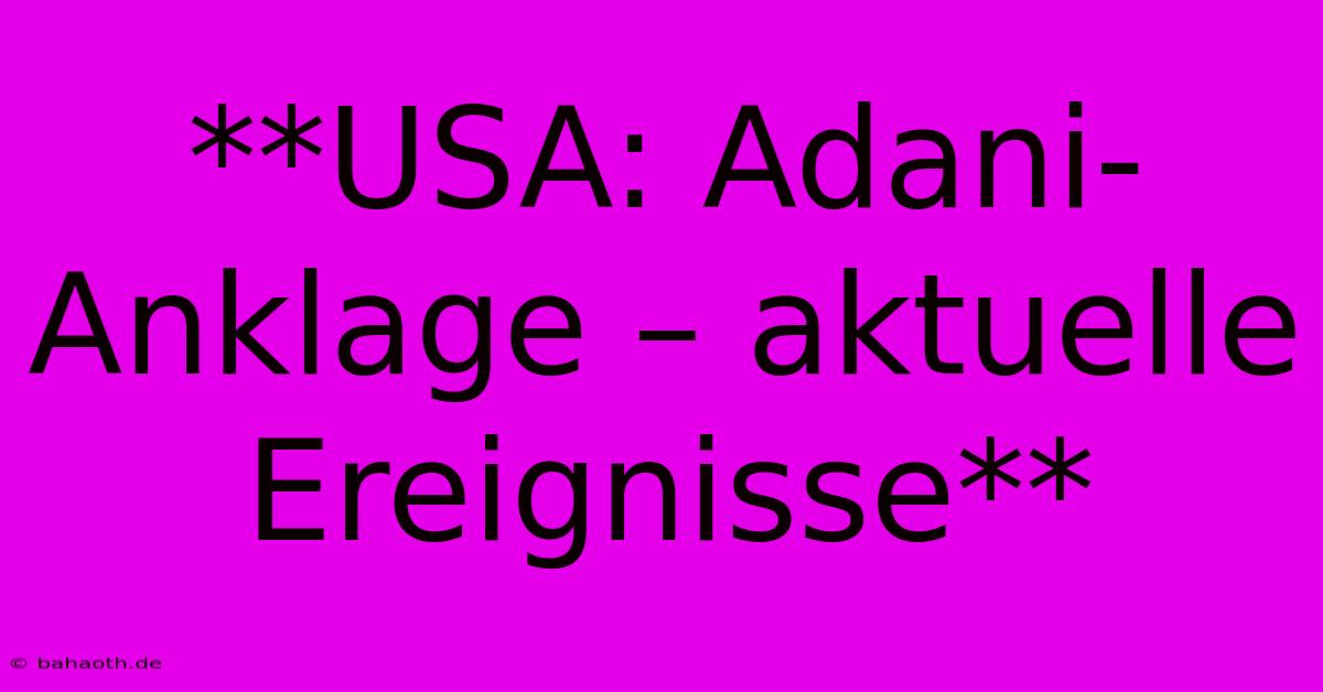 **USA: Adani-Anklage – Aktuelle Ereignisse**