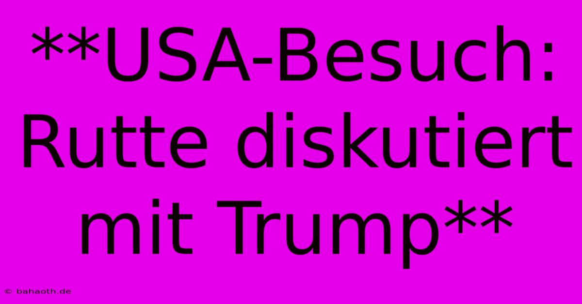 **USA-Besuch: Rutte Diskutiert Mit Trump**