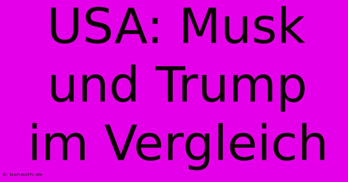 USA: Musk Und Trump Im Vergleich