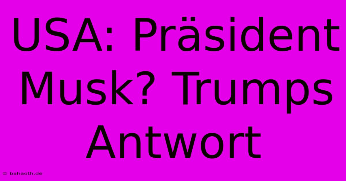 USA: Präsident Musk? Trumps Antwort