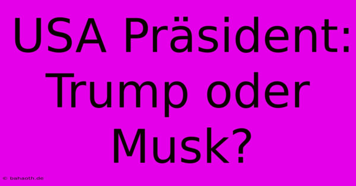 USA Präsident: Trump Oder Musk?