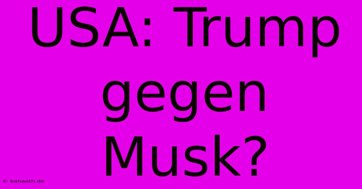 USA: Trump Gegen Musk?