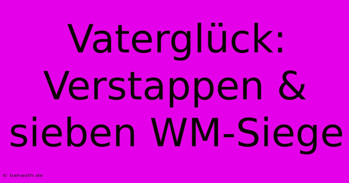 Vaterglück: Verstappen & Sieben WM-Siege