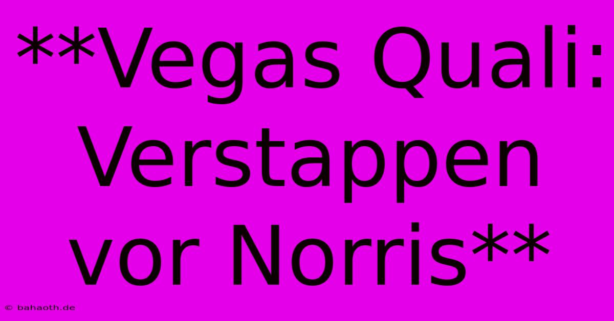 **Vegas Quali: Verstappen Vor Norris**