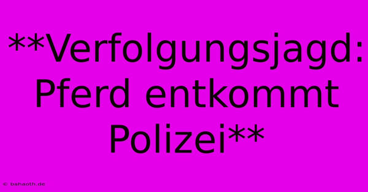 **Verfolgungsjagd: Pferd Entkommt Polizei**