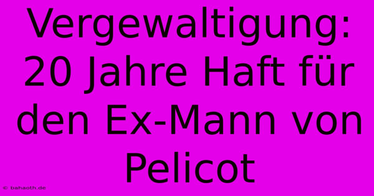 Vergewaltigung: 20 Jahre Haft Für Den Ex-Mann Von Pelicot