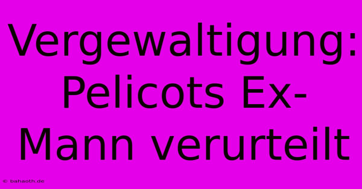 Vergewaltigung: Pelicots Ex-Mann Verurteilt