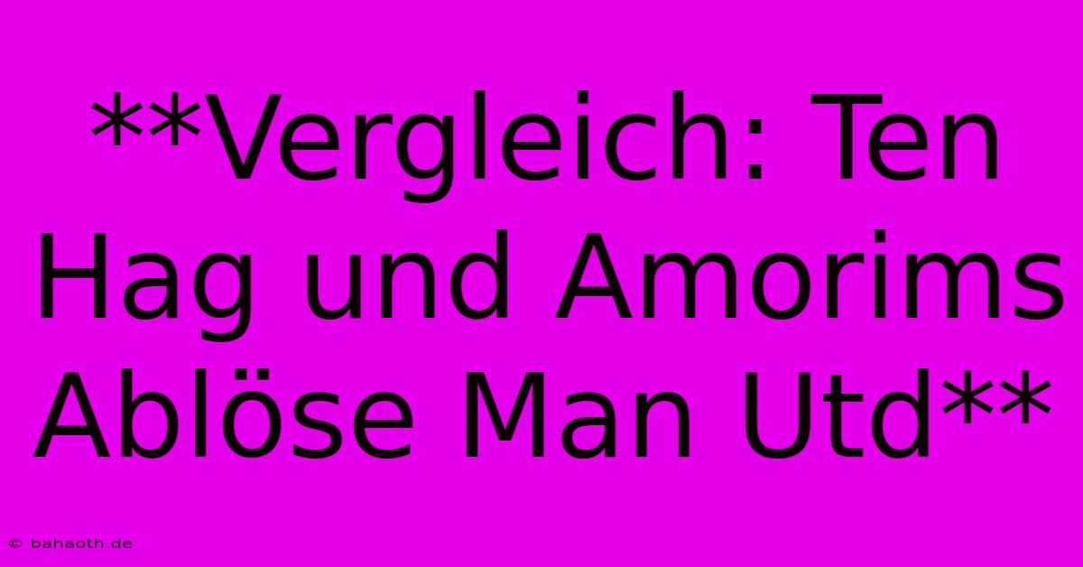 **Vergleich: Ten Hag Und Amorims Ablöse Man Utd**