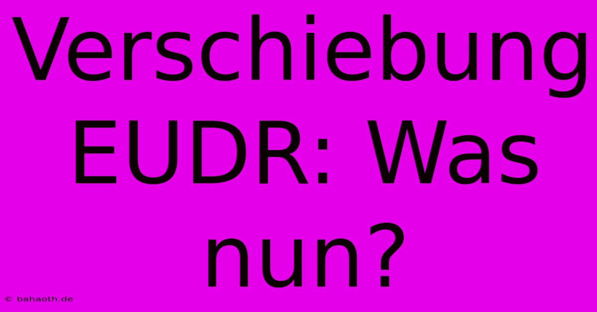 Verschiebung EUDR: Was Nun?