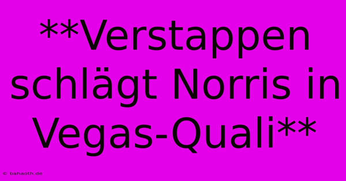 **Verstappen Schlägt Norris In Vegas-Quali**