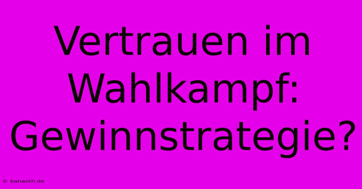 Vertrauen Im Wahlkampf:  Gewinnstrategie?