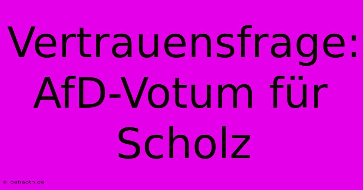 Vertrauensfrage: AfD-Votum Für Scholz