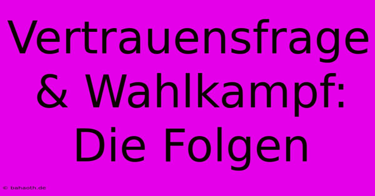 Vertrauensfrage & Wahlkampf: Die Folgen