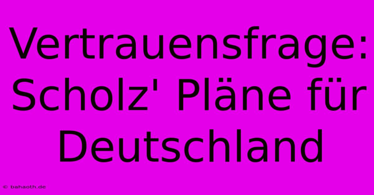 Vertrauensfrage: Scholz' Pläne Für Deutschland