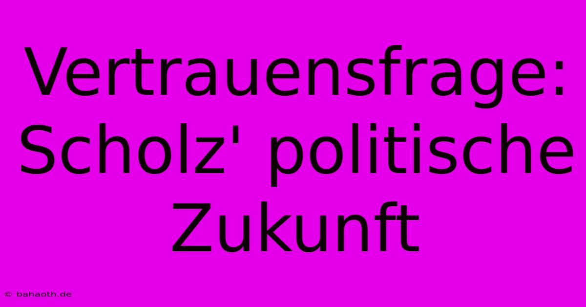 Vertrauensfrage:  Scholz' Politische Zukunft