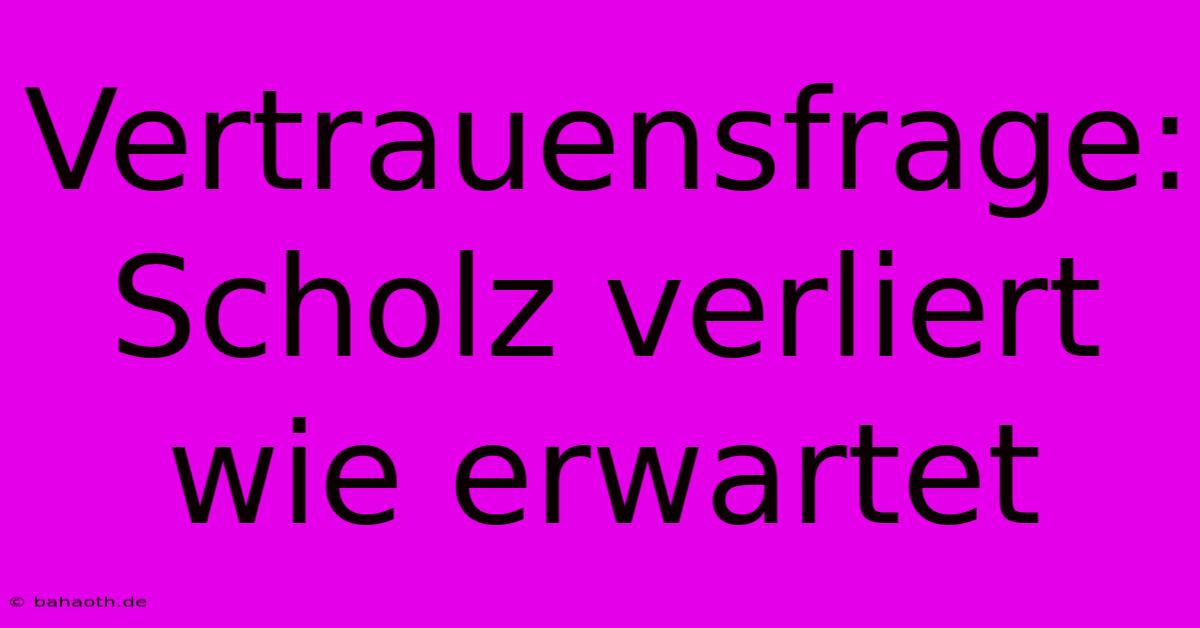 Vertrauensfrage: Scholz Verliert Wie Erwartet