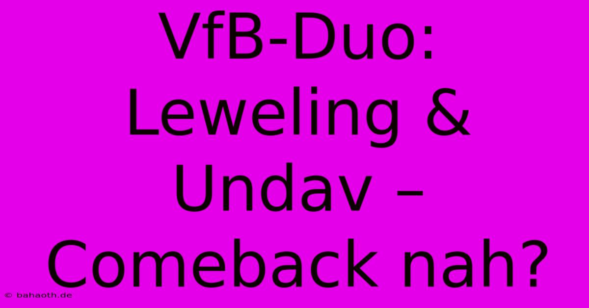 VfB-Duo: Leweling & Undav – Comeback Nah?