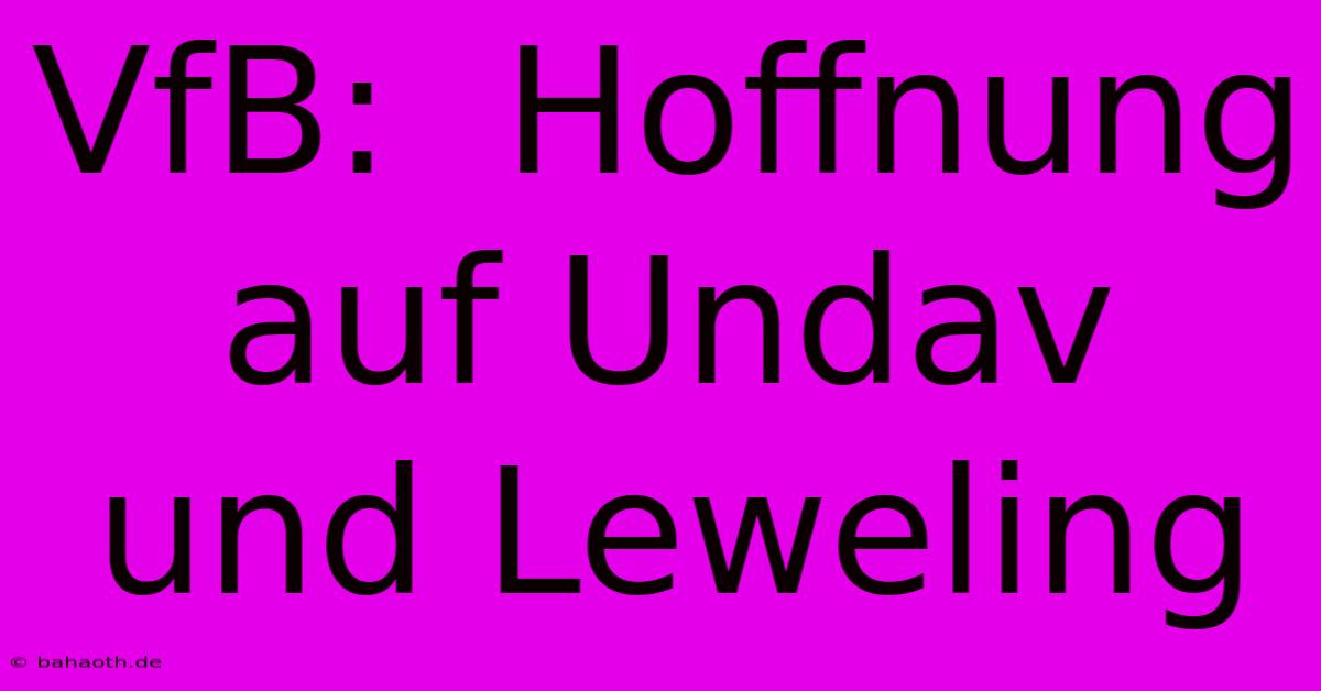 VfB:  Hoffnung Auf Undav Und Leweling