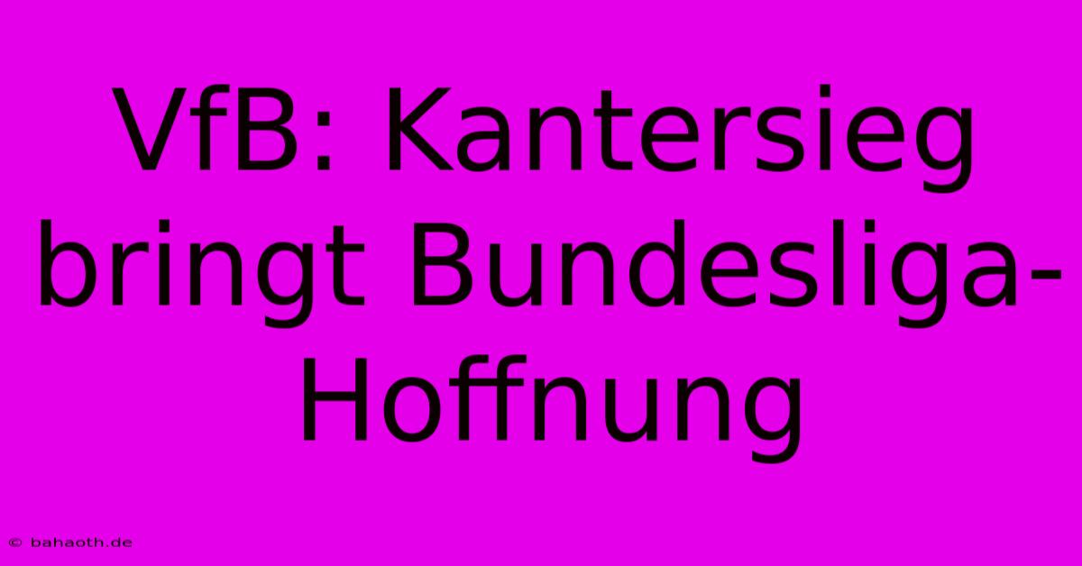 VfB: Kantersieg Bringt Bundesliga-Hoffnung