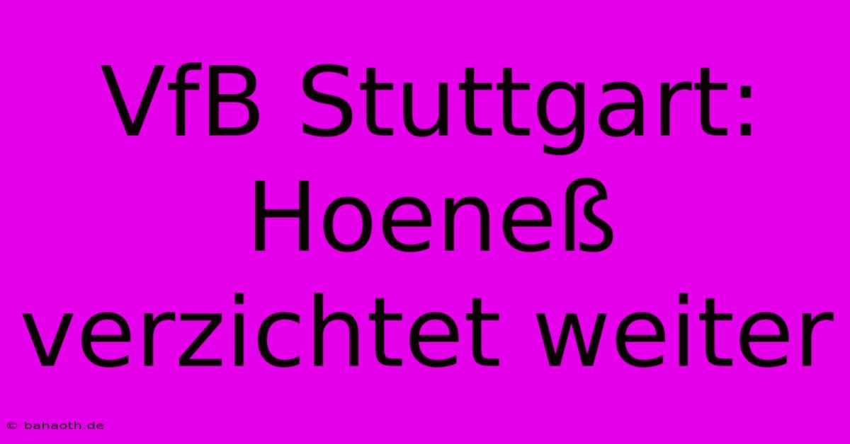 VfB Stuttgart:  Hoeneß Verzichtet Weiter