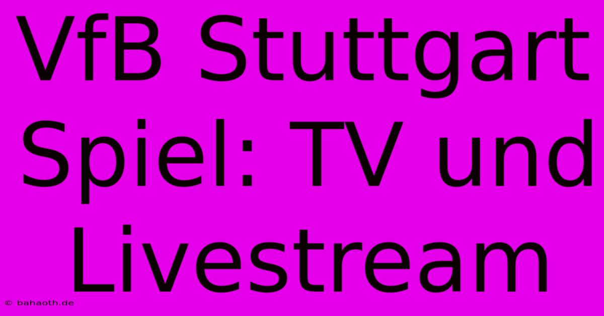 VfB Stuttgart Spiel: TV Und Livestream