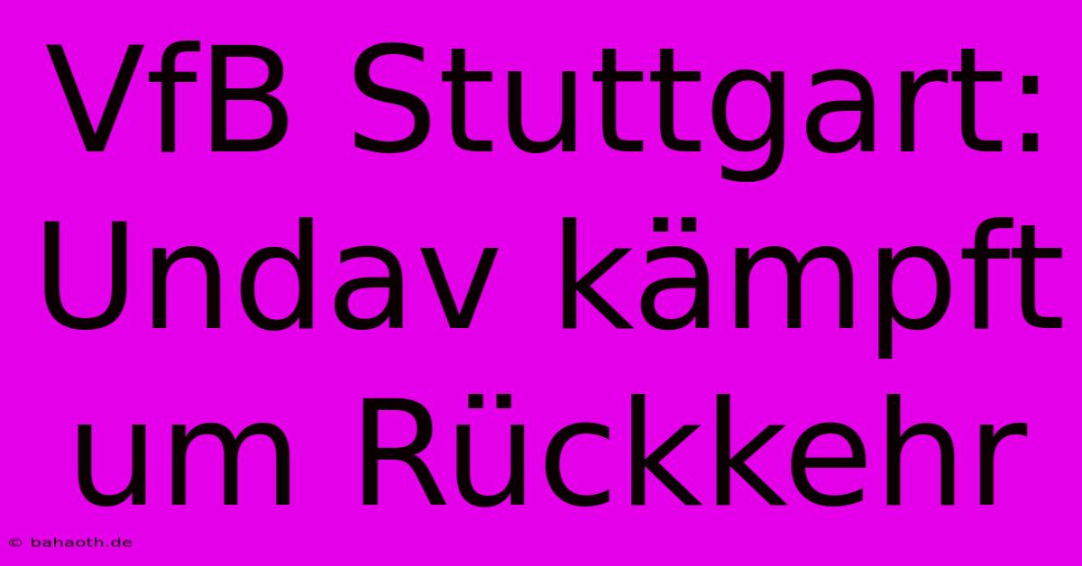 VfB Stuttgart: Undav Kämpft Um Rückkehr