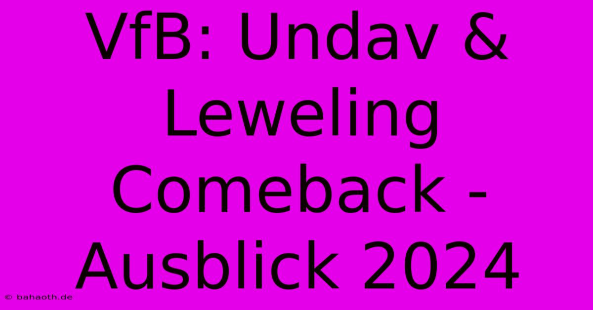 VfB: Undav & Leweling Comeback - Ausblick 2024