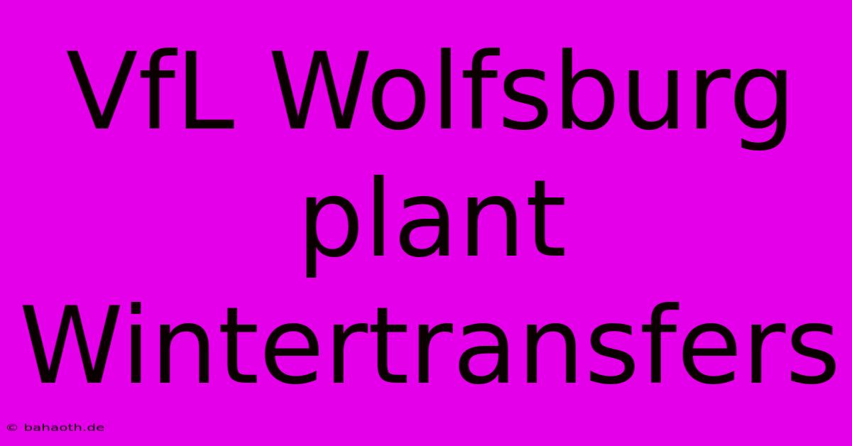 VfL Wolfsburg Plant Wintertransfers