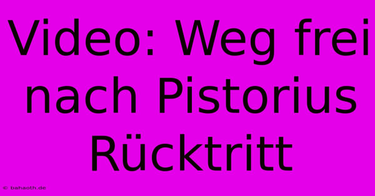 Video: Weg Frei Nach Pistorius Rücktritt