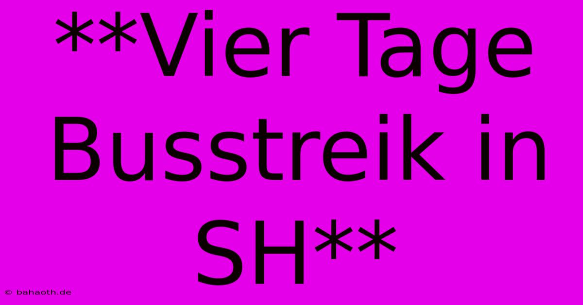 **Vier Tage Busstreik In SH**