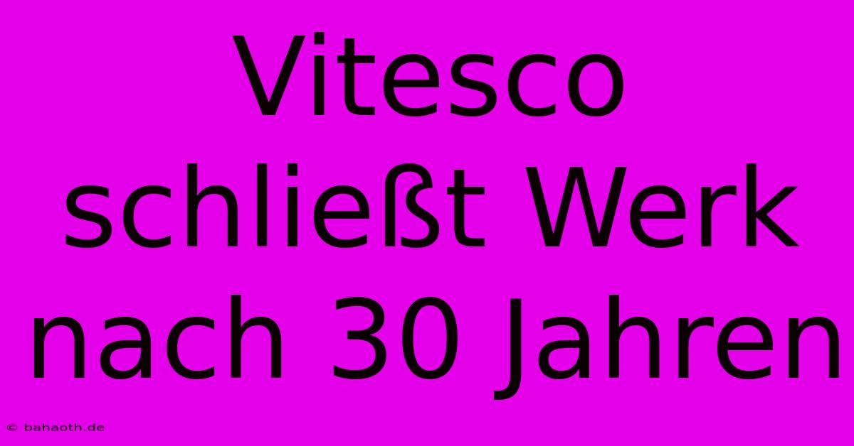 Vitesco Schließt Werk Nach 30 Jahren