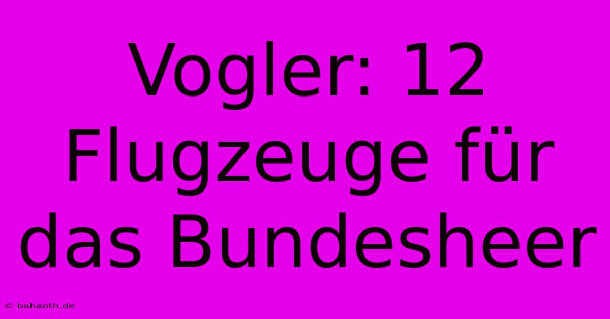 Vogler: 12 Flugzeuge Für Das Bundesheer