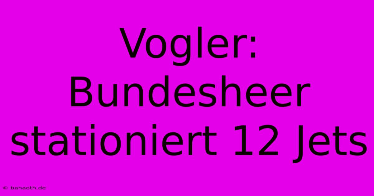 Vogler: Bundesheer Stationiert 12 Jets