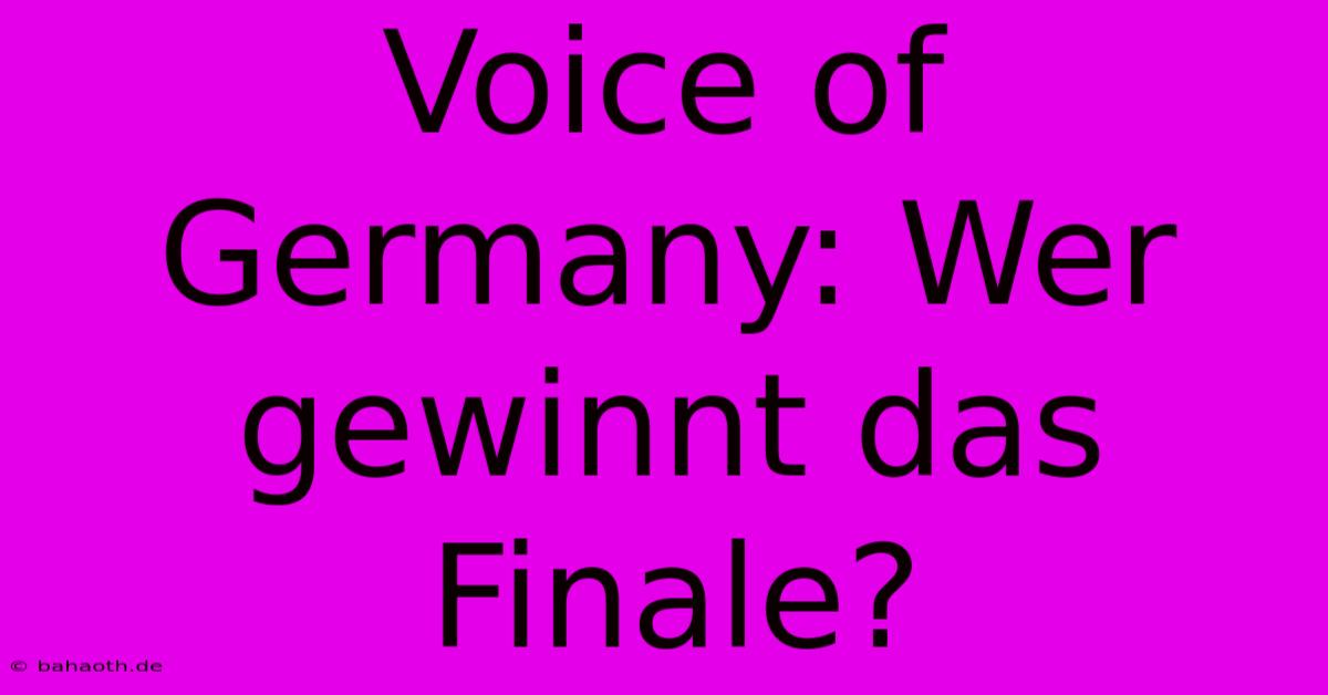 Voice Of Germany: Wer Gewinnt Das Finale?