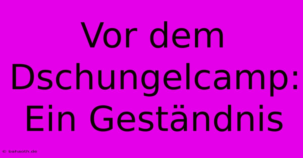 Vor Dem Dschungelcamp:  Ein Geständnis