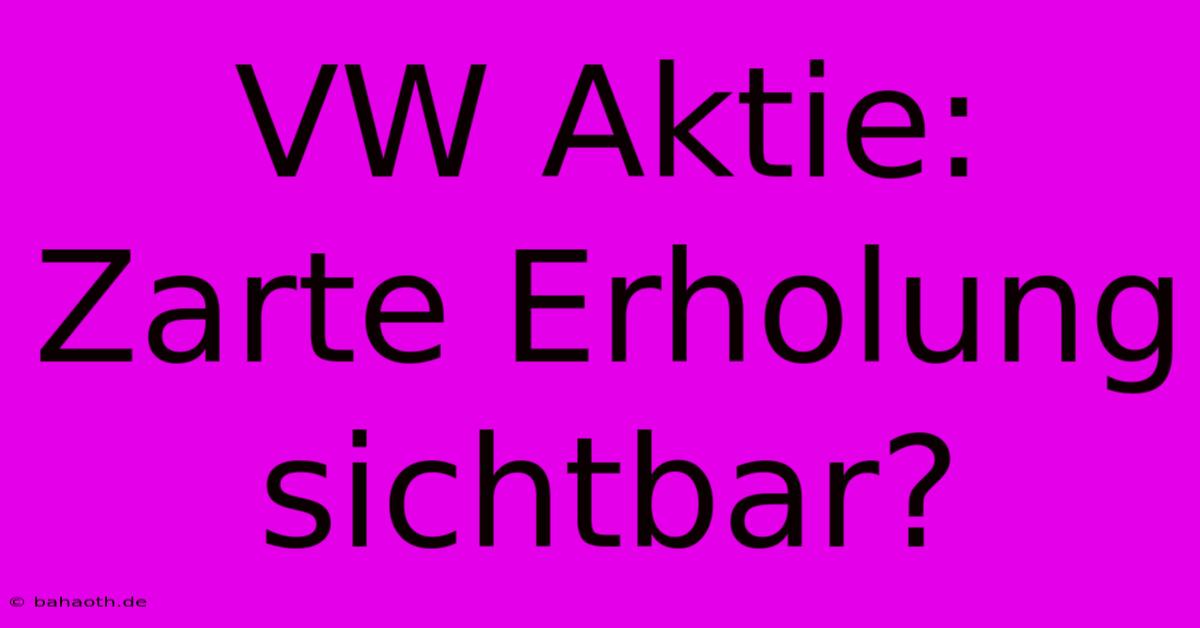 VW Aktie: Zarte Erholung Sichtbar?