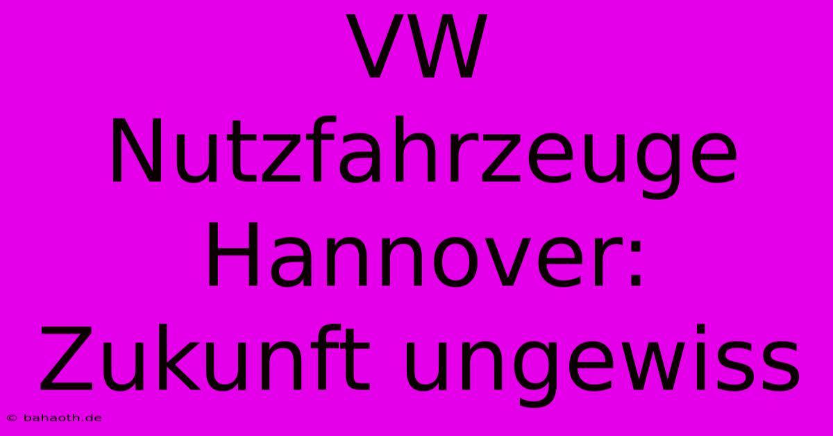 VW Nutzfahrzeuge Hannover: Zukunft Ungewiss